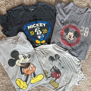 Four (4) Mickey Mouse T-shirts short sleeve grey Disney size XL